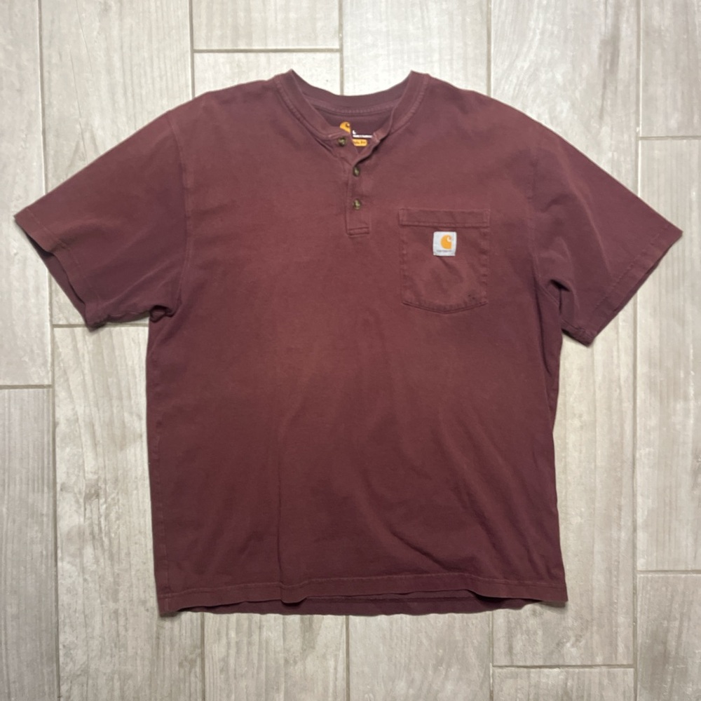 Distressed Carhartt maroon shirt size large